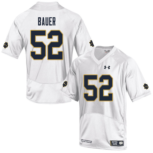 Men's NCAA Notre Dame Fighting Irish #52 Bo Bauer Stitched College Under Armour Authentic White Big & Tall Football Jersey SB10A12GW